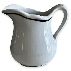 Vintage Albert Pick Co. Vitrified Cream Pitcher or Vase with Green Trim